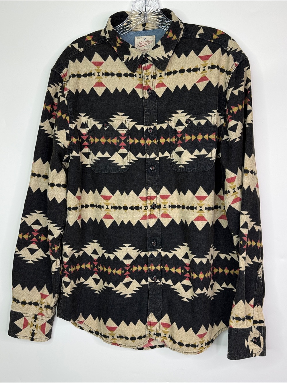 American Eagle Heritage Flannel Shirt Aztec Southwestern Print Size Large